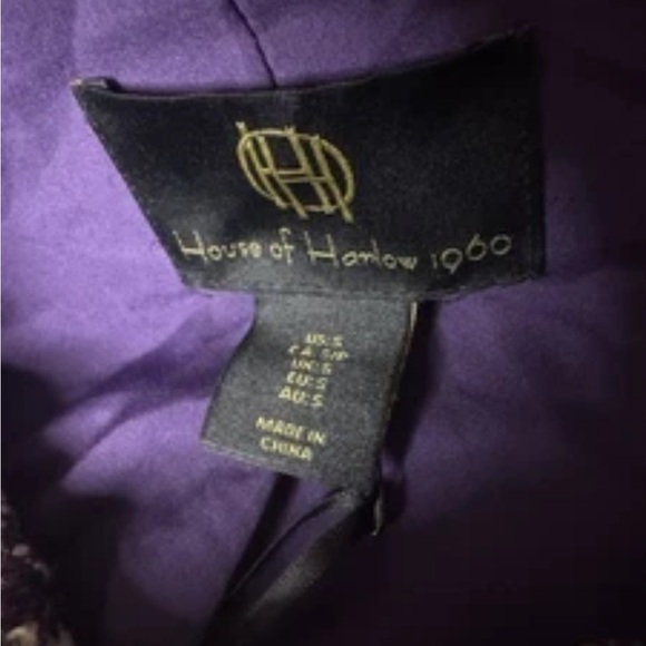 NWT House of Harlow 1960 Purple and Cream Plaid Blazer - Picture 7 of 10